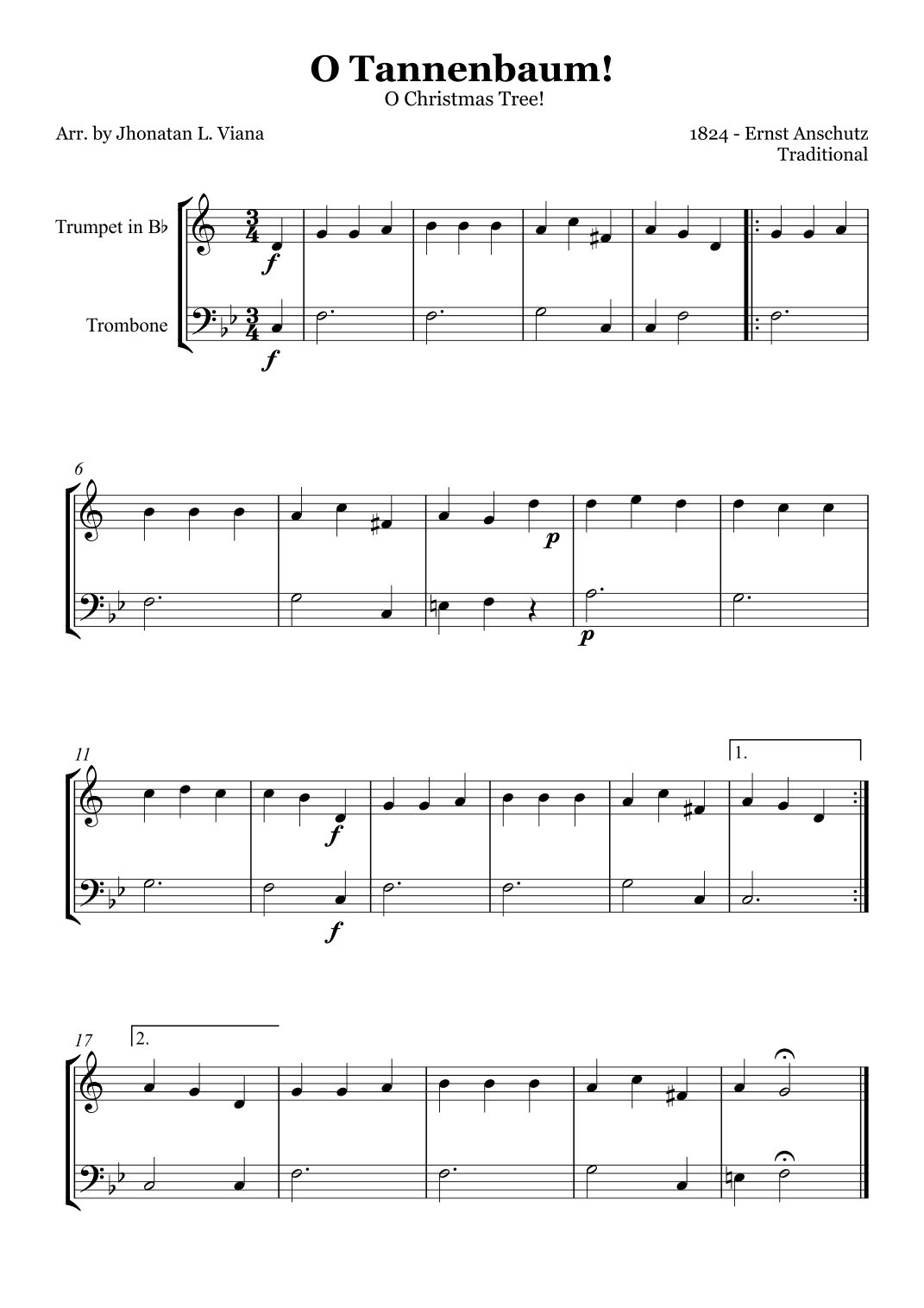 Oh! Tannenbaum! (Oh! Christmas Tree!) (arr. Jhonatan Lucio Viana)