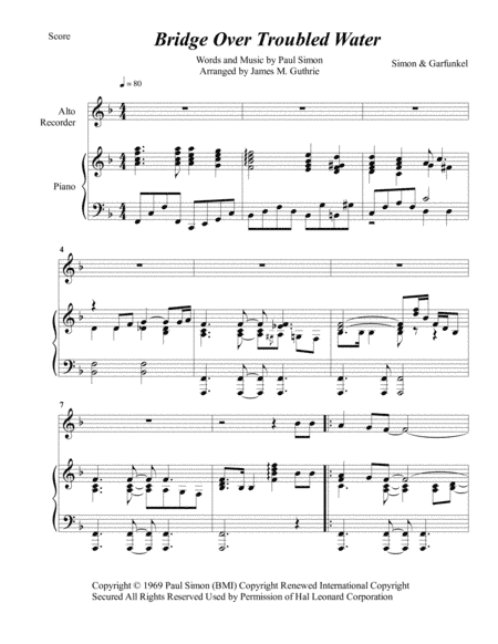 Bridge Over Troubled Water (arr. James M. Guthrie, ASCAP)
