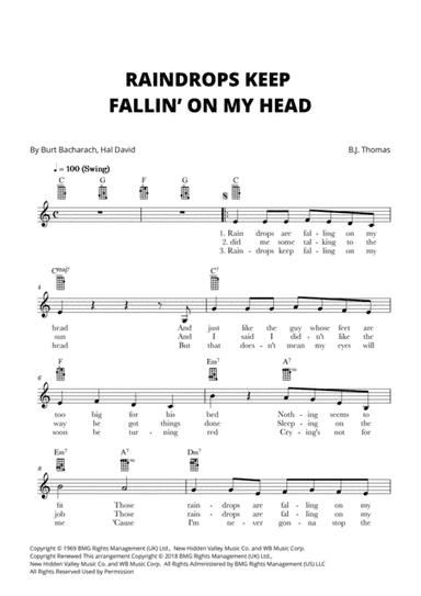 Raindrops Keep Fallin' On My Head (arr. Cadenza Editions)