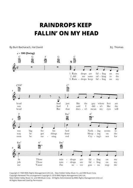 Raindrops Keep Fallin' On My Head (arr. Cadenza Editions)