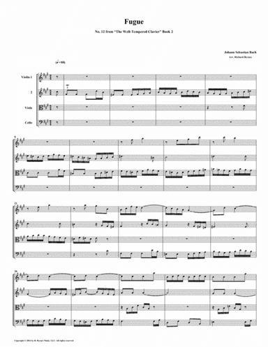 Fugue 12 from Well-Tempered Clavier, Book 2 (String Quartet) (arr. Richard Byrnes)