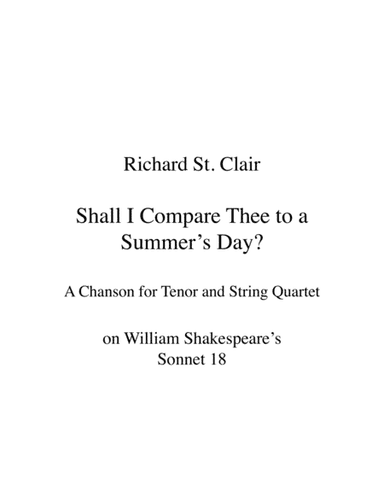 Shall I Compare Thee to a Summer's Day? (Sonnet 18) for Tenor and String Quartet [Score & Parts]