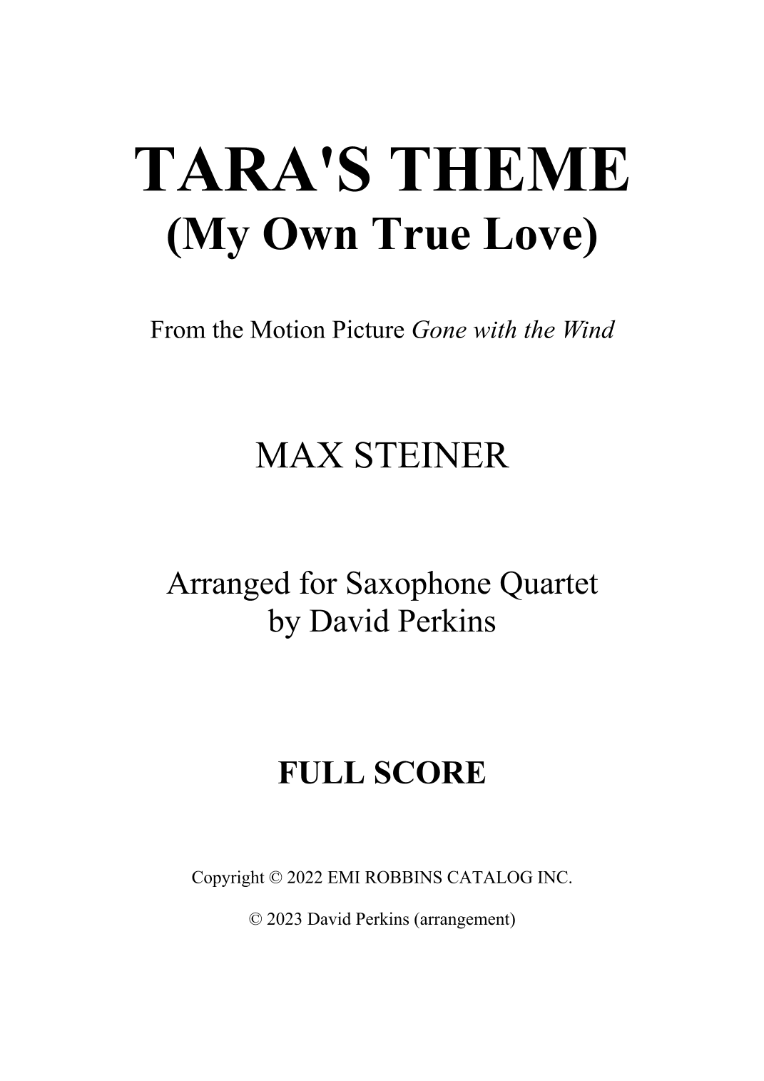 My Own True Love (tara's Theme) (arr. David Perkins)
