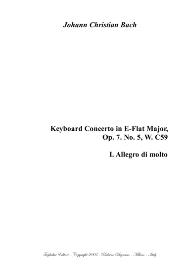 KEYBOARD CONCERTO in E-Flat Major - Op. 7. No. 5, W. C59 I. Allegro di molto (arr. Renato Tagliabue)