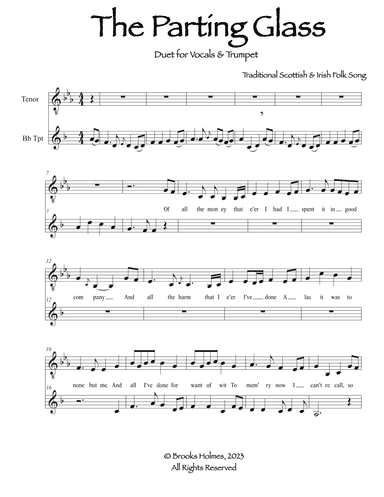 The Parting Glass (Duet for Voice & Trumpet) (arr. Brooks Holmes)