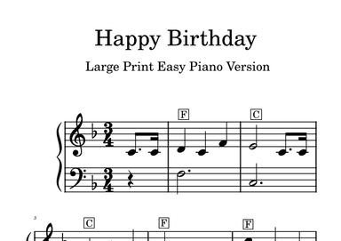 Happy Birthday Easy Piano Large Print Version (arr. Large Print Sheet Music)