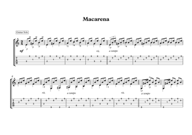 Macarena spanish guitar solo (arr. PianoSheetNow)