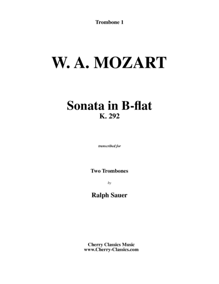 Sonata in B-flat K. 292 for Trombone Duet (arr. Sauer, Ralph)