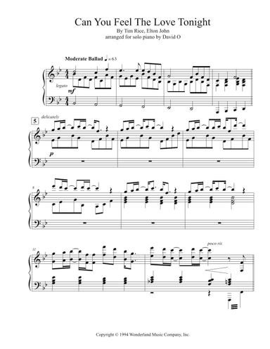 Can You Feel The Love Tonight (arr. David O)