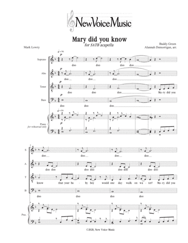 Mary, Did You Know? (arr. Alannah Demorrigan)