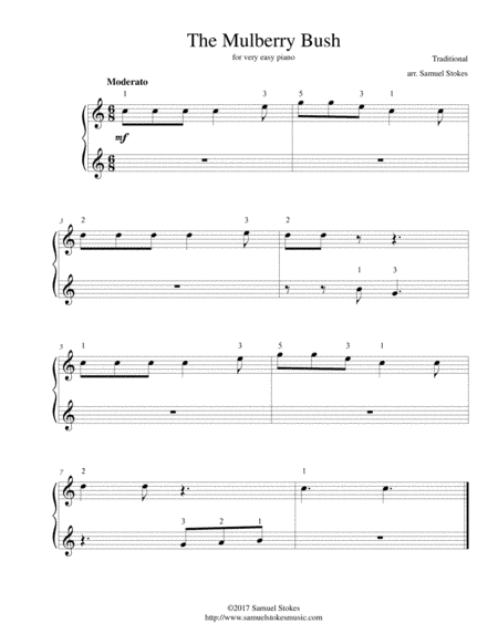 (Here We Go Round) The Mulberry Bush - for very easy piano (arr. Samuel Stokes)