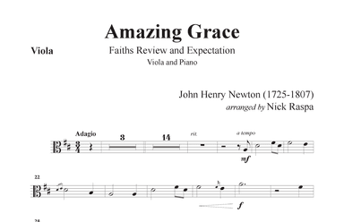 Amazing Grace (Viola & Piano) Viola part (arr. Nick Raspa)