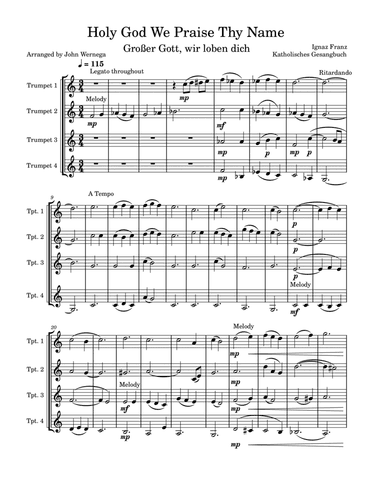 Holy God We Praise Thy Name (arr. John Wernega)
