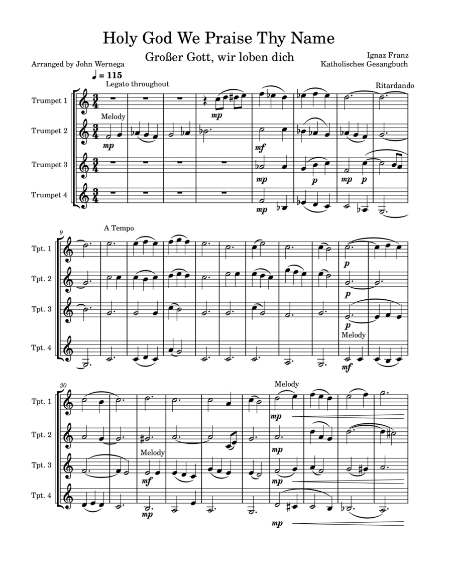 Holy God We Praise Thy Name (arr. John Wernega)