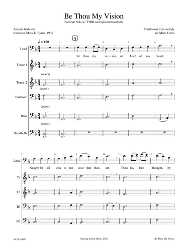 Be Thou My Vision - Baritone Solo w/ TTBB ensemble (arr. Mark R Lewis)