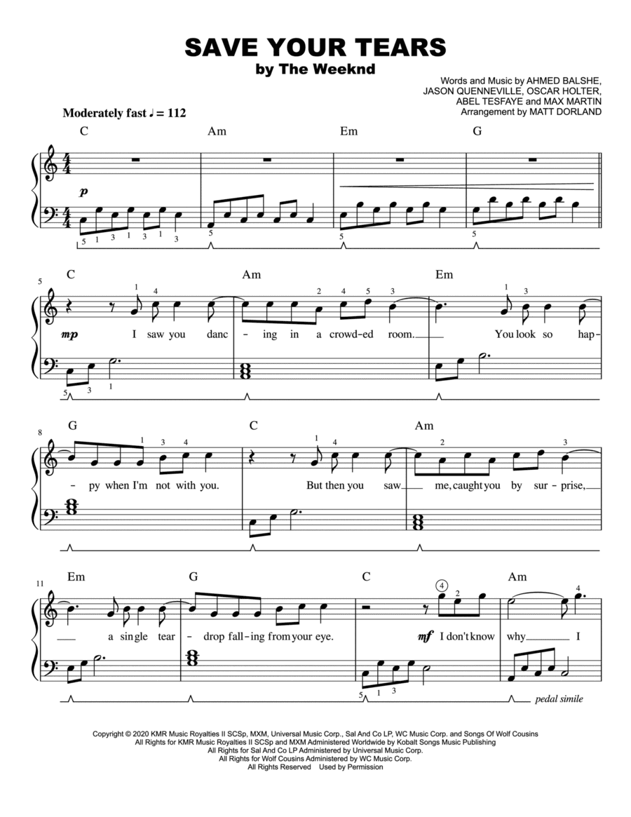 Save Your Tears (arr. Matt Dorland)