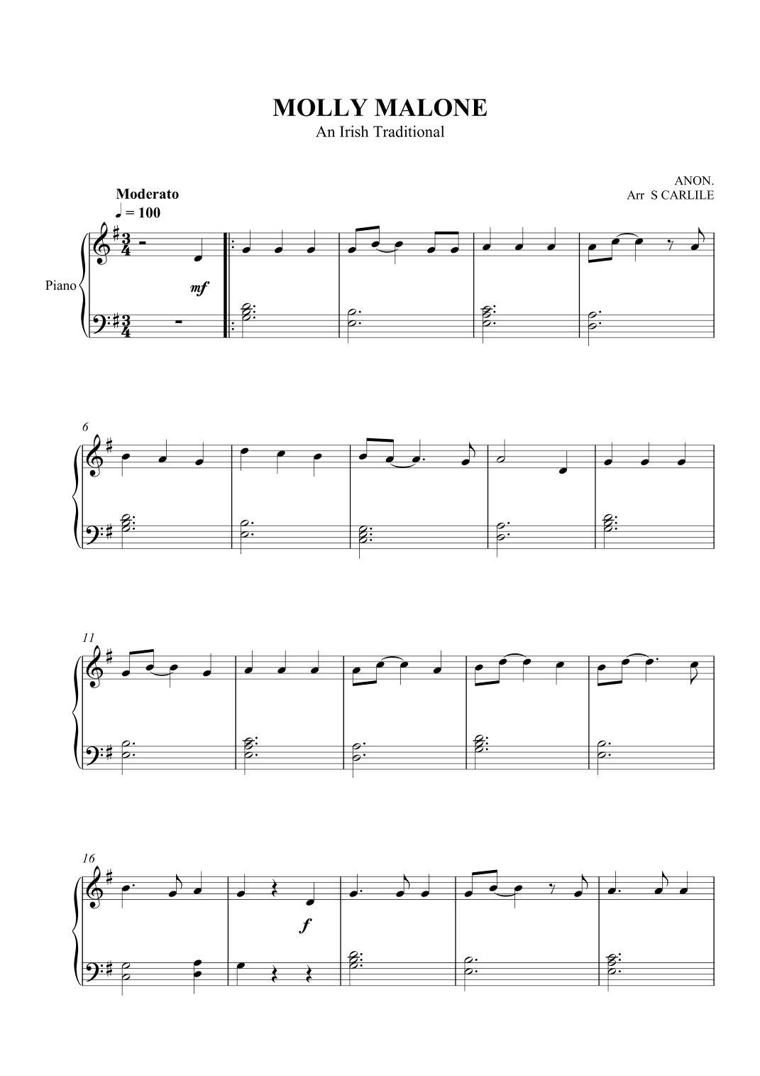 Molly Malone (Cockles and Mussels) (arr. SCMusic)