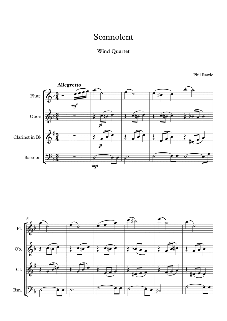 Somnolent - Wind Quartet