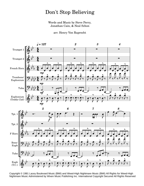 Don't Stop Believin' (arr. Henry Von Ruprecht)