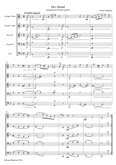 Der Abend (F. Schubert) (arr. Edition Maulwurf)