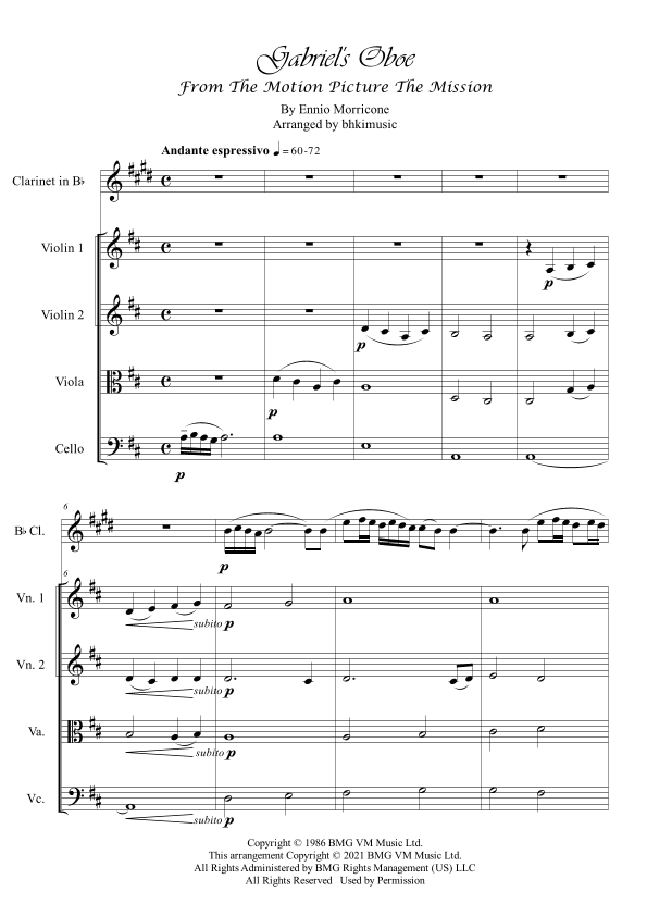 Gabriel's Oboe (arr. bhkimusic)