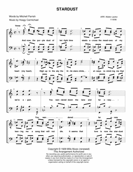 Stardust (arr. Walter Latzko)
