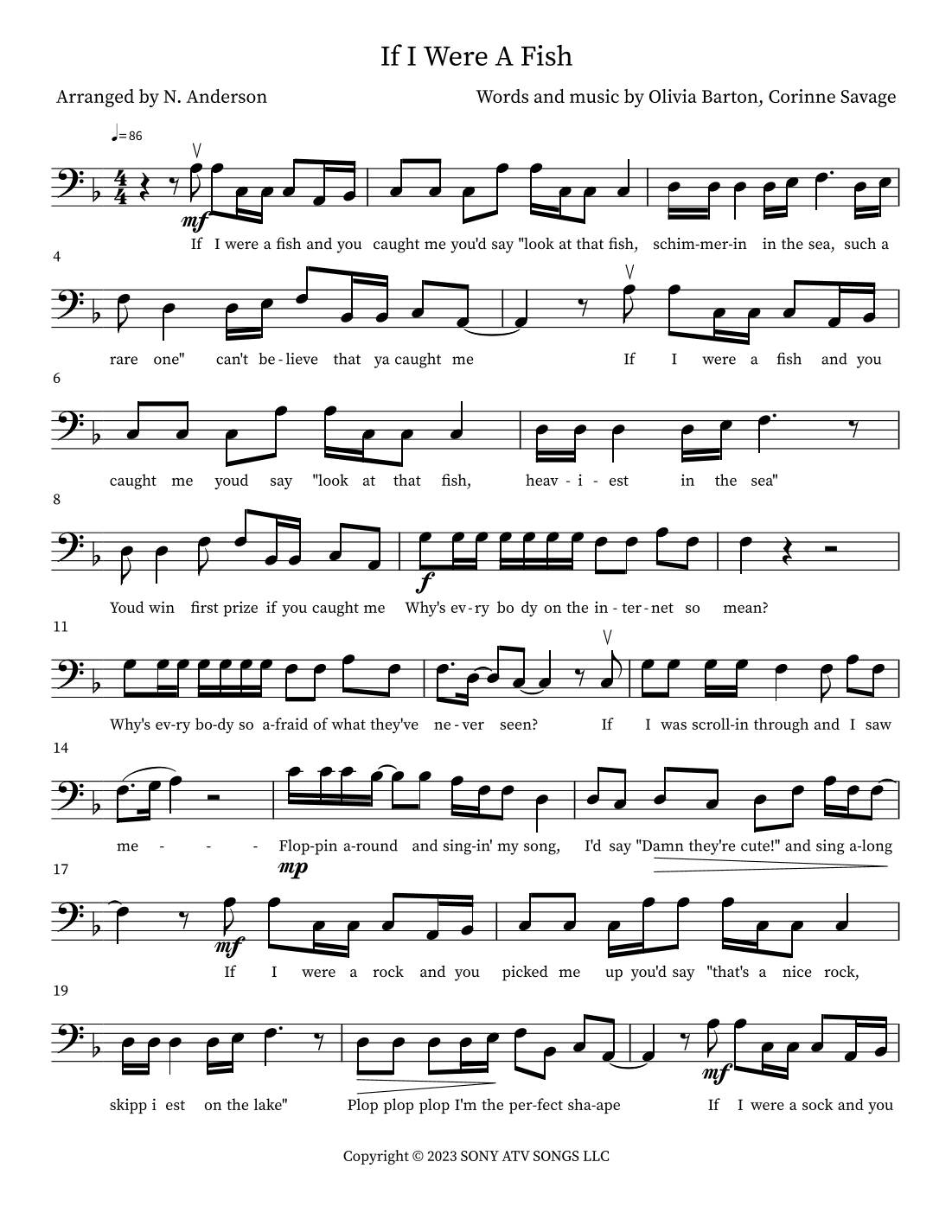 If I Were A Fish (arr. N. Anderson)
