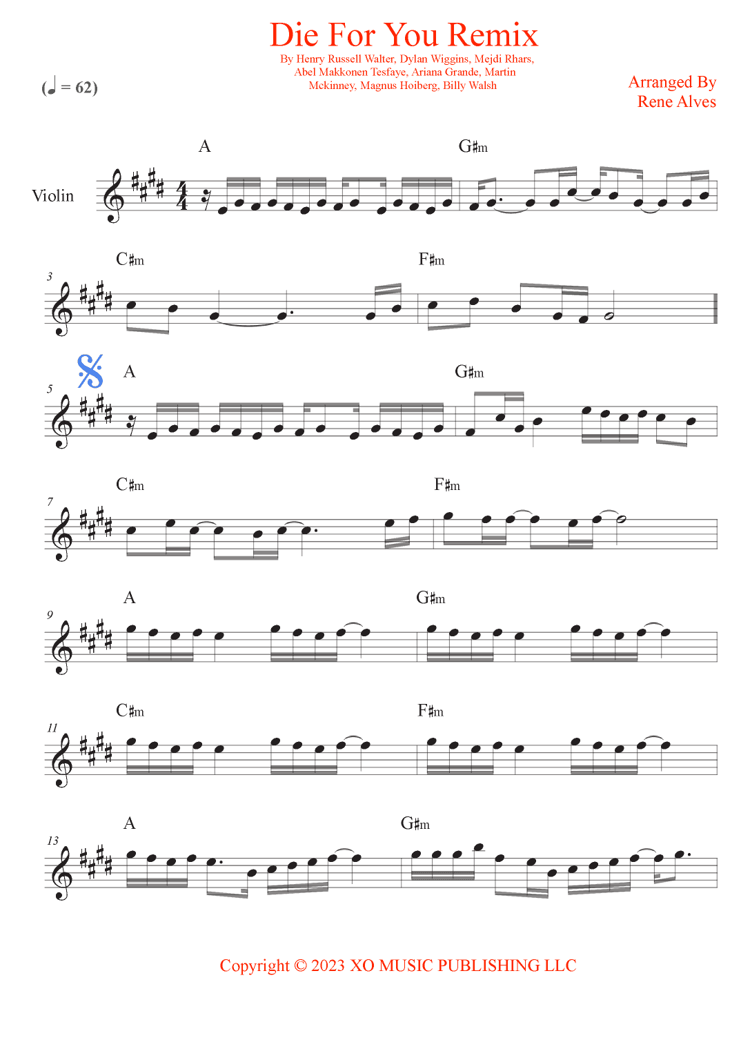 Die For You Remix (arr. Rene Alves)