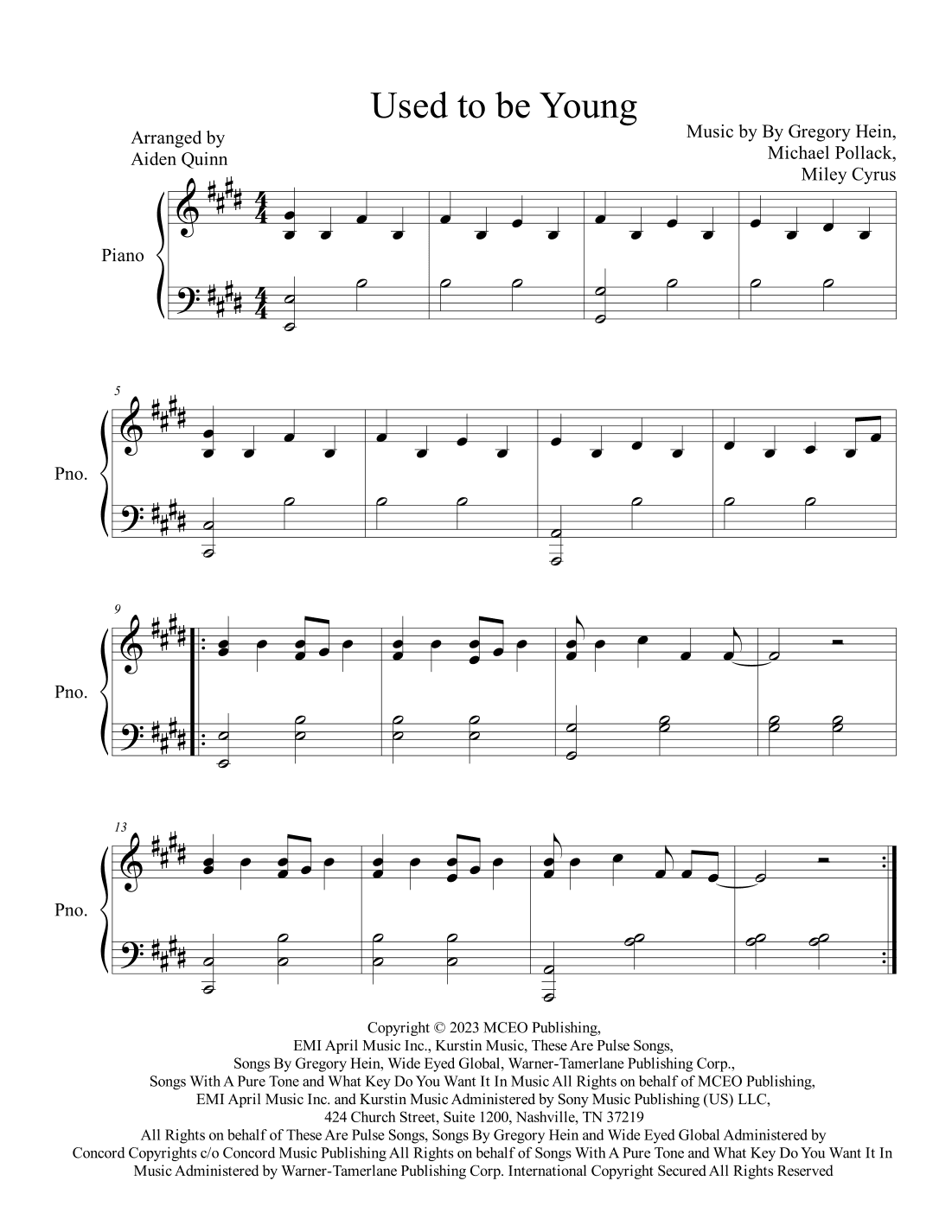 Used To Be Young (arr. Aiden Quinn)