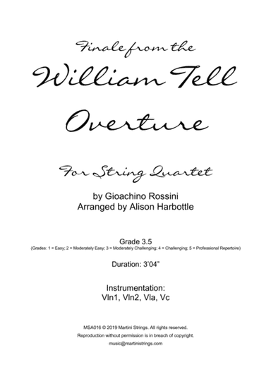 Finale from William Tell Overture - string quartet (arr. Alison Harbottle)