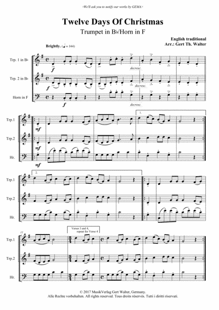 Twelve Days Of Christmas (arr. Gert Th. Walter)