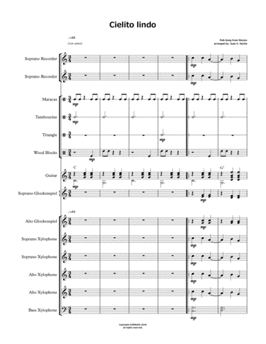 Cielito lindo (arranged for Orff Ensemble) (arr. Juan C. Davila)
