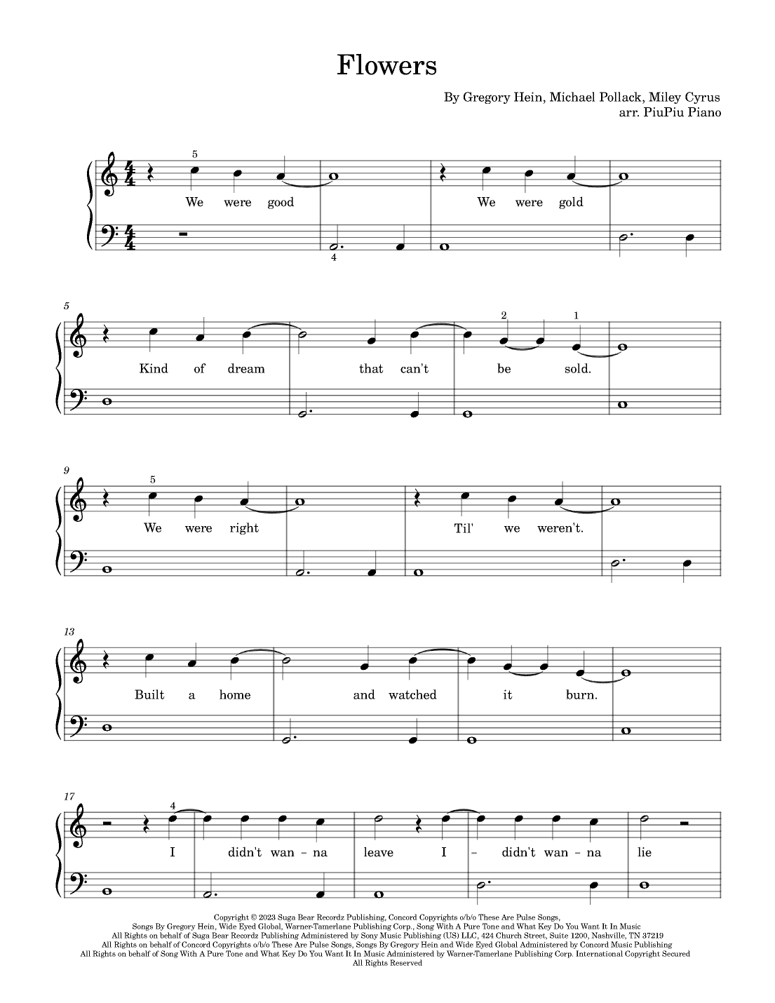 Flowers (arr. Più Piu Piano)