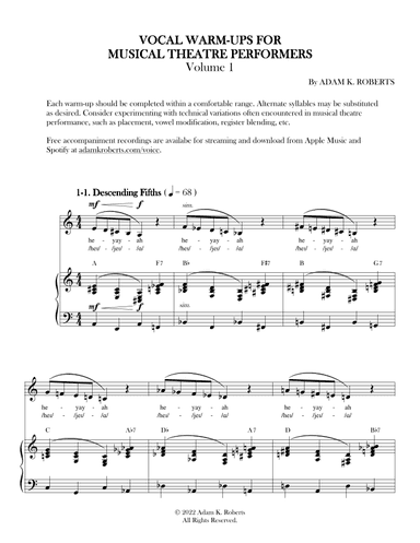 Vocal Warm-Ups for Musical Theatre Performers: Volume 1