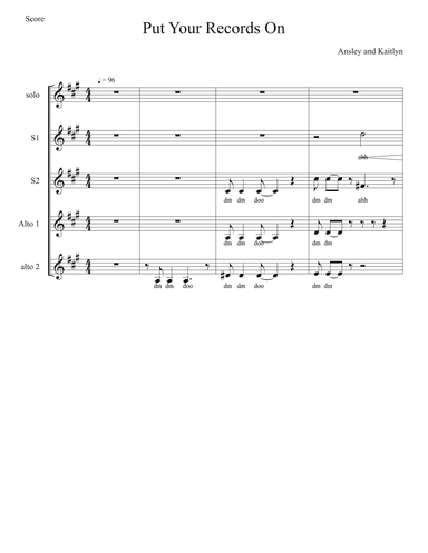 Put Your Records On (arr. Ansley Hollingsworth and Kaitlyn Masai)
