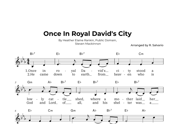 Once In Royal David's City (Key of E-Flat Major) (arr. R. Salvario)