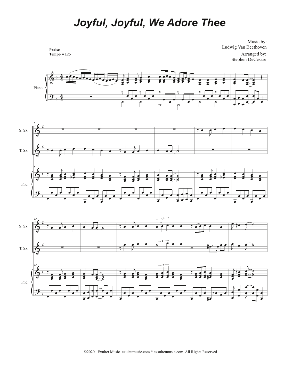 Joyful, Joyful, We Adore Thee (Duet for Soprano and Tenor Saxophone) (arr. Stephen DeCesare)