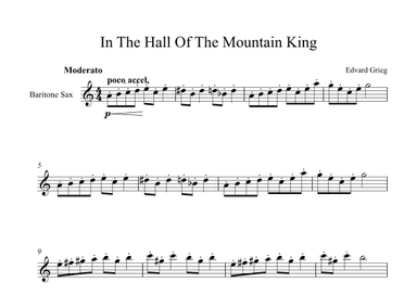 In The Hall Of The Mountain King - Edvard Grieg (Bariton Sax) (arr. Digital Book Music)