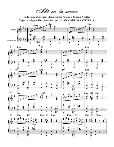 Allá en la sierra - Fado argentino por Juan Carlos Patrón y Froilán Aguilar (arr. Juan Carlos Cortés A.)