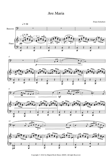 Ave Maria - Franz Schubert (Bassoon + Piano) (arr. Digital Book Music)