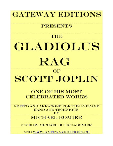Gladiolus Rag of Scott Joplin for Piano Solo (arr. Michael Bomier)