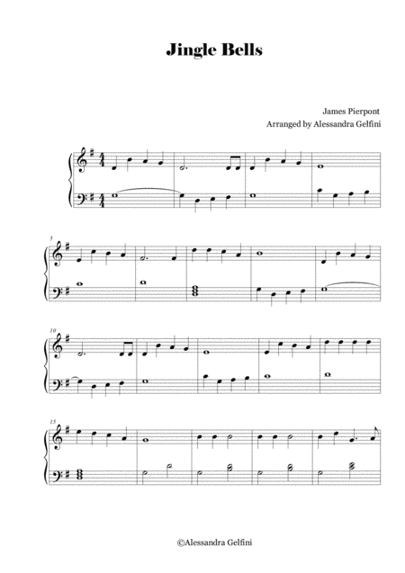 Jingle Bells - Christmas easy piano solo in G (arr. Alessandra Gelfini)