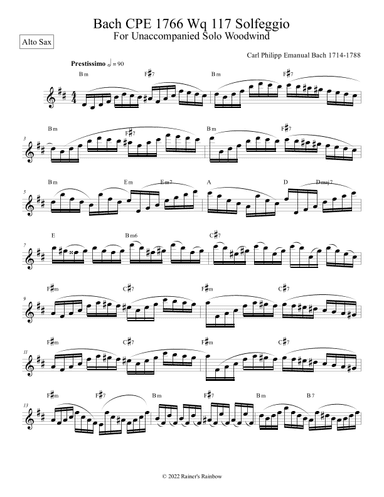 Bach CPE Solfeggio for Saxophone (arr. R G Roth)