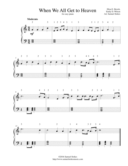 When We All Get to Heaven - for easy piano (arr. Samuel Stokes)