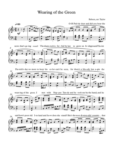 The Wearing of the Green (arr. Paul Taylor)