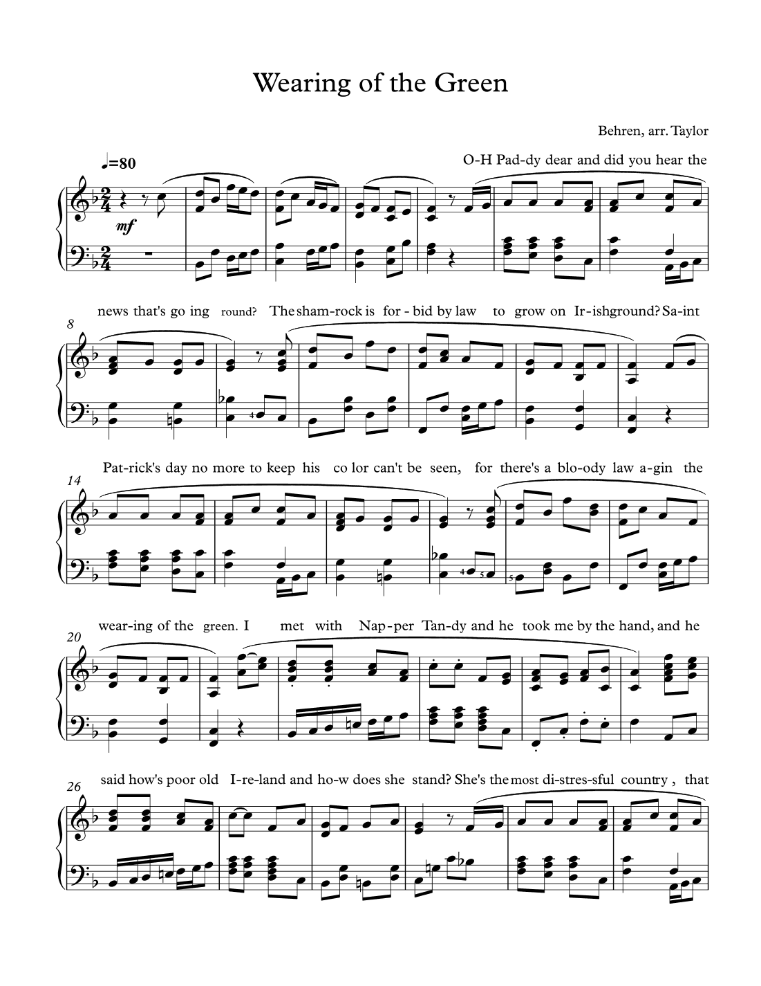 The Wearing of the Green (arr. Paul Taylor)