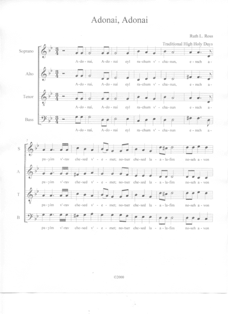 Adonai, Adonai (arr. Ruth L. Ross)
