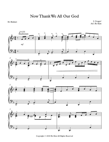 Now Thank We All Our God (다 감사 드리세) (arr. Bo Kim)