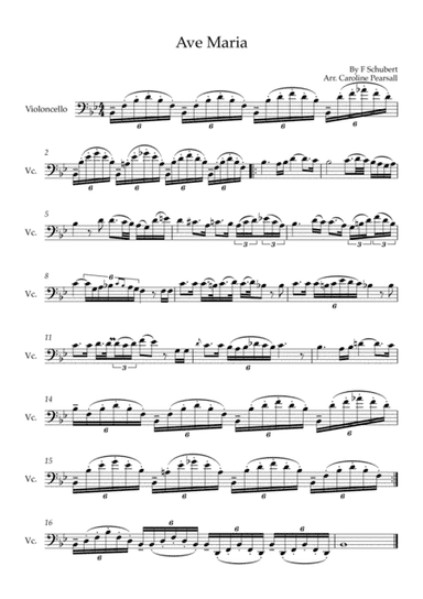 Schubert - Ave Maria - Cello Solo (original key) (arr. Caroline Pearsall)