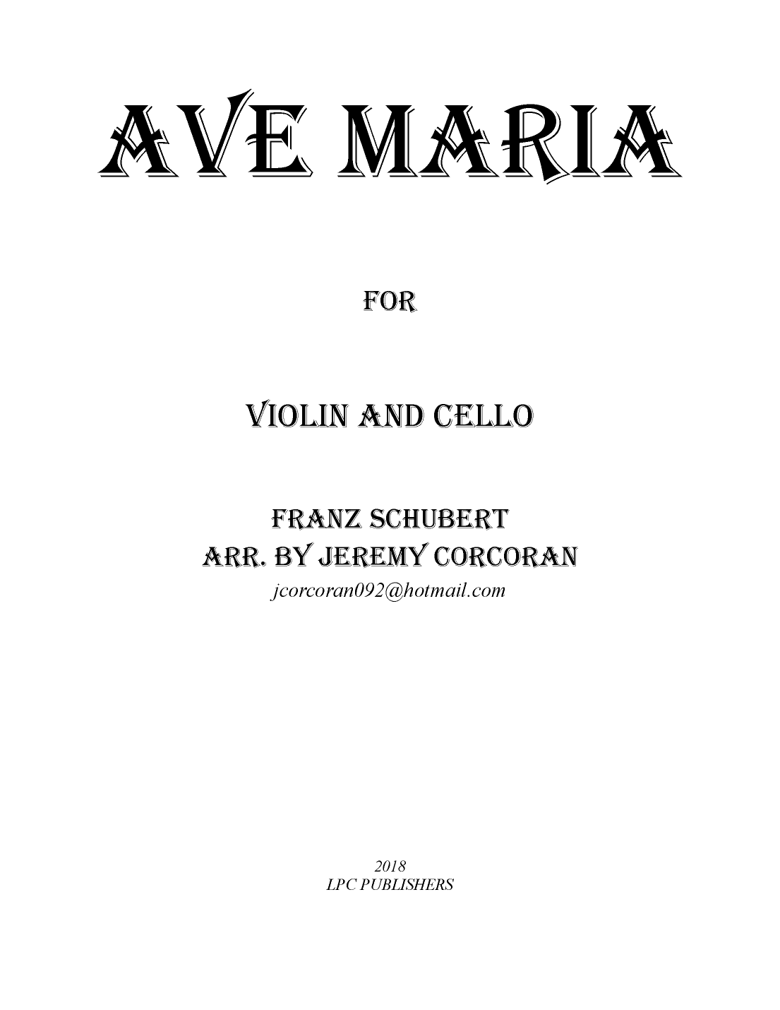 Ave Maria for Violin and Cello (arr. Jeremy Corcoran)